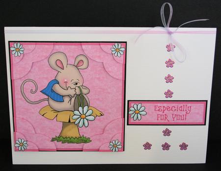 Mouse & Daisy on a Toadstool - Topper with Quatro Corners by Marion Kimberley-Scott
