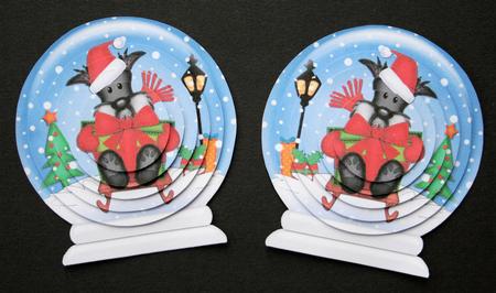 3D Sledging Scottie Dog Snow Globe Shaped Tree Decoration by Marion Kimberley-Scott