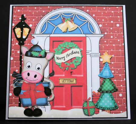 Gigi Horse Christmas Door Scallop Corner Stacker Topper by Marion Kimberley-Scott