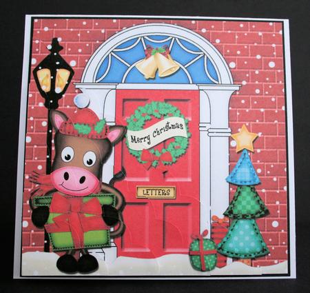 Gigi Horse Christmas Door Scallop Corner Stacker Topper by Marion Kimberley-Scott