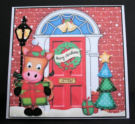 Gigi Horse Christmas Door Scallop Corner Stacker Topper by Marion Kimberley-Scott
