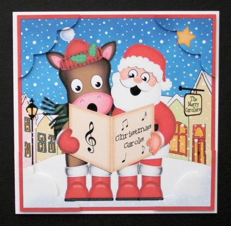 8 x 8 Singing Santa & Gigi Merry Carollers Scalloped Topper by Marion Kimberley-Scott