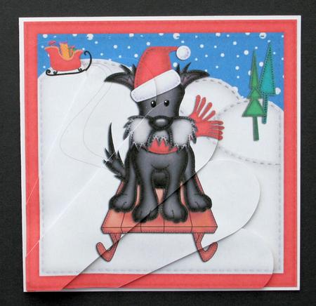 Xmas Sledging Hamish Scottie Dog Fan Pyramage Topper by Marion Kimberley-Scott