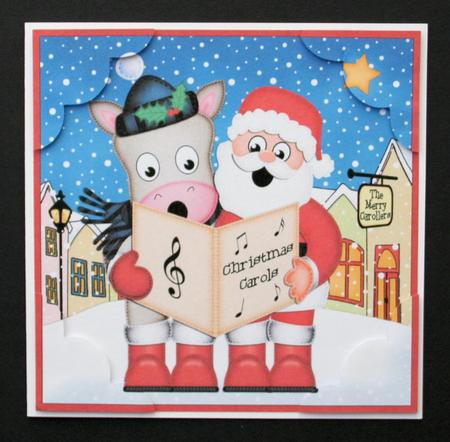 8 x 8 Singing Santa & Gigi Merry Carollers Scalloped Topper by Marion Kimberley-Scott