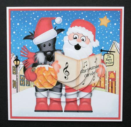 Singing Santa & Scottie Dog Merry Carollers Circle Pyramage by Marion Kimberley-Scott