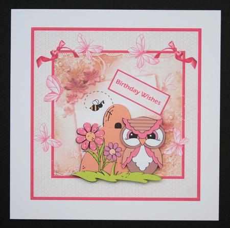 The Owl and the Bee Card with Decoupage by Marion Kimberley-Scott