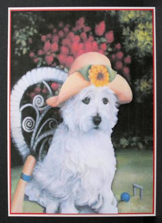 Cute Westie in a Sun Hat by Marion Kimberley-Scott