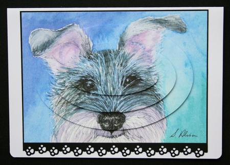 All Ears Schnauzer Pup Oval Pyramage by Marion Kimberley-Scott