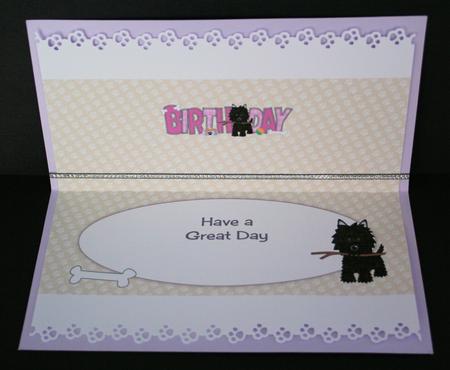 Black Jazz the Dog with Stick Birthday Large Dl Insert by Marion Kimberley-Scott