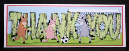 Donkeys Playing Football Thank You Large Dl by Marion Kimberley-Scott