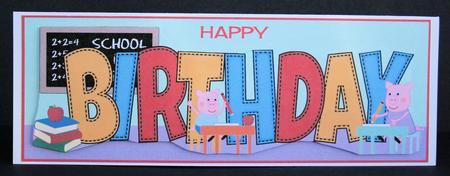 Pinkie Pigs at School Birthday Large Dl by Marion Kimberley-Scott
