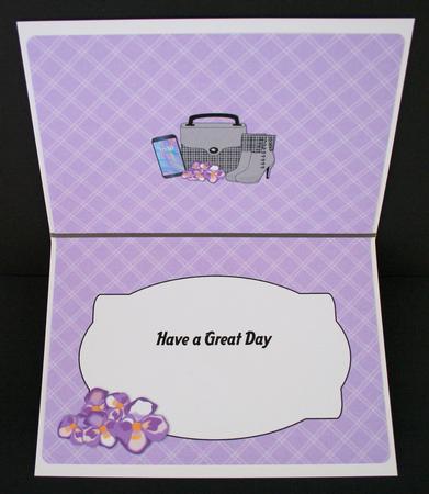 Plaid Handbag, Boots, Purple Flowers & Smartphone Insert by Marion Kimberley-Scott