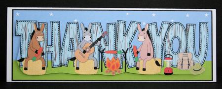 Camping Donkeys Thank You Large Dl by Marion Kimberley-Scott