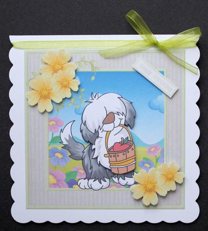 Rufus Old Shaggy Dog Card with Decoupage by Marion Kimberley-Scott