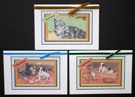 Cats and Dog Toppers with Sentiment Tags by Marion Kimberley-Scott