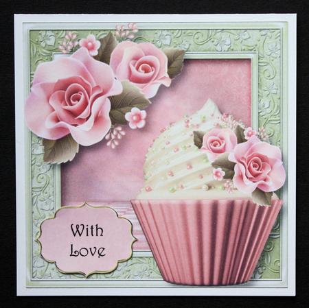 Pink Icing Rose Cupcake 8x8 Quick Topper by Marion Kimberley-Scott