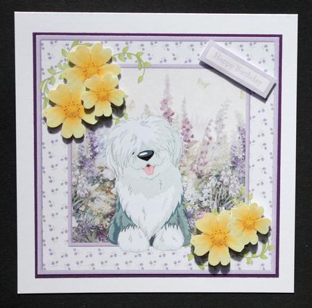 Old English Sheepdog Card with Decoupage by Marion Kimberley-Scott