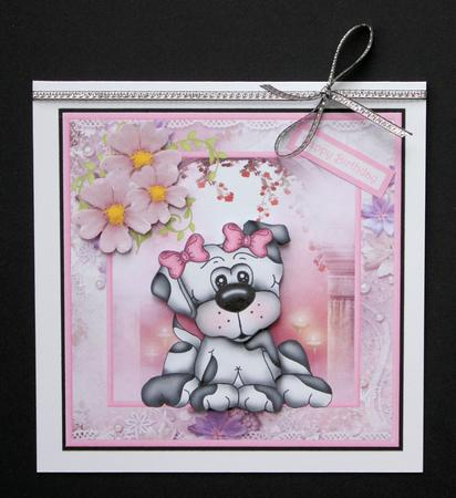 Cassie the Puppy Dog Card with Decoupage by Marion Kimberley-Scott