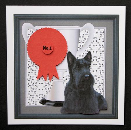Scottie Dog Trophy & Rosette 8x8 Card by Marion Kimberley-Scott