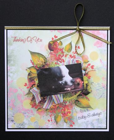 Staffordshire Bull Terrier Thinking of You 8x8inch Topper by Marion Kimberley-Scott