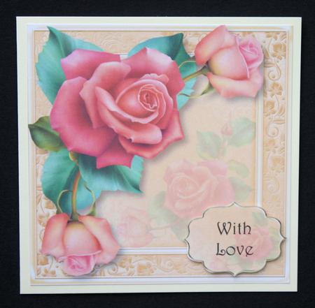 Pink & Peach Downton Roses 8x8 Quick Topper by Marion Kimberley-Scott