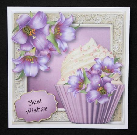 Beautiful Purple Lilies Cupcake 8x8 Quick Topper by Marion Kimberley-Scott