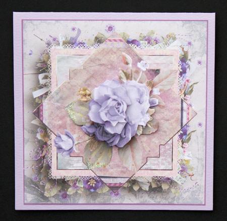 Lilac Rose Diamond Card with Decoupage by Marion Kimberley-Scott