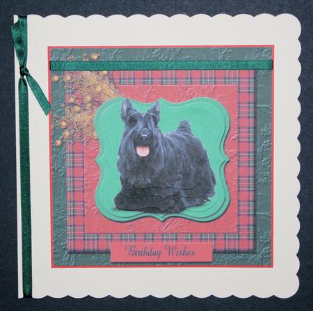 Scottish Terrier and Tartan Pyramid Topper Quick Card by Marion Kimberley-Scott