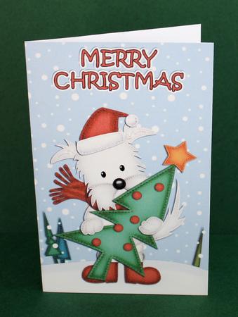 Xmas Westie Dog's Tree Lottery Wallet Card by Marion Kimberley-Scott