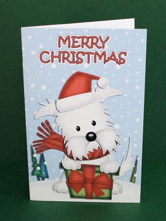 Xmas Westie Dog's Present Lottery Wallet Card by Marion Kimberley-Scott