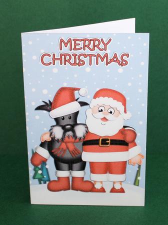 Xmas Santa & Hamish Scottie Dog Lottery Wallet Card by Marion Kimberley-Scott