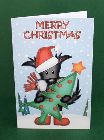 Xmas Hamish Scottie Dog's Tree Lottery Wallet Card by Marion Kimberley-Scott