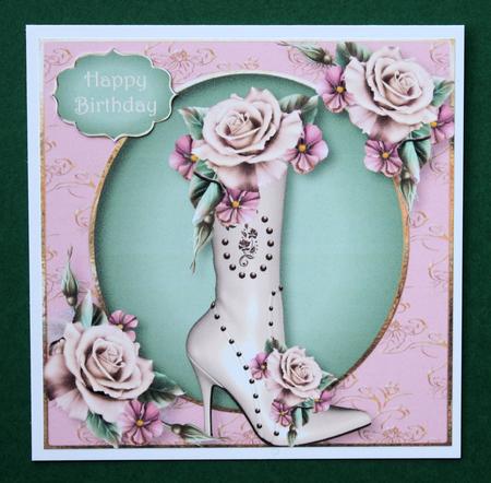 Fabulous Boot & Champagne Roses 8x8 Quick Topper by Marion Kimberley-Scott