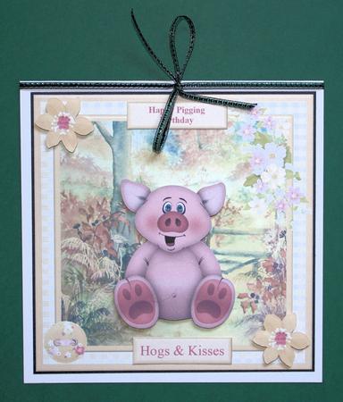 Happy Pigging Birthday Topper & Decoupage by Marion Kimberley-Scott