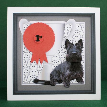 Scottish Terrier Trophy and Rosette 8x8 Card by Marion Kimberley-Scott
