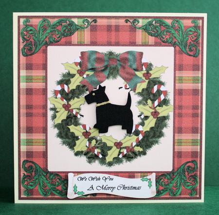 Traditional Christmas Wreath 8x8 Quick Card - Friends by Marion Kimberley-Scott