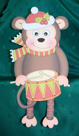 3D on the Shelf Card Kit - Little Christmas Drummer Monkey by Marion Kimberley-Scott