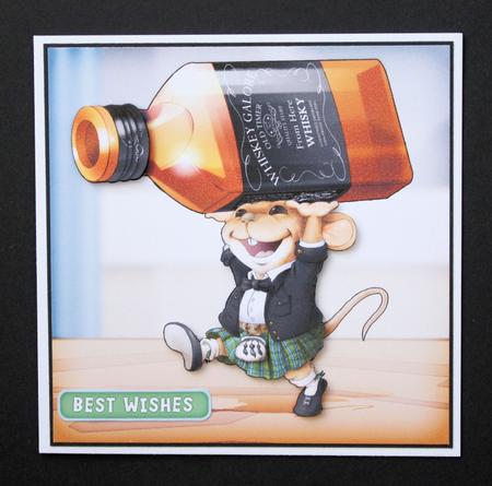Scots Whisky Mouse! Green Kilt 8x8 Quick Card by Marion Kimberley-Scott