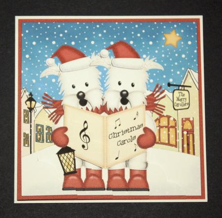 Singing Westie Dogs Carollers Scallop Corner by Marion Kimberley-Scott