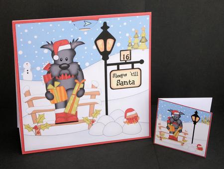 3D Xmas Hamish Scottie Dog Sleeps Till Santa Countdown Card by Marion Kimberley-Scott