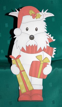 3D on the Shelf Card Kit - Little Christmas Westie Dog by Marion Kimberley-Scott