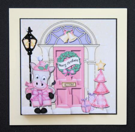 Christmas Gigi Horse Scallop Corner Stacker Topper by Marion Kimberley-Scott