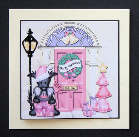 Christmas Maisie Scottie Dog Scallop Corner Stacker Topper by Marion Kimberley-Scott