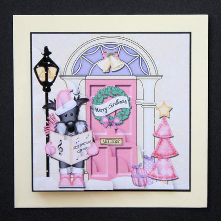 Christmas Maisie Scottie Dog Scallop Corner Stacker Topper by Marion Kimberley-Scott