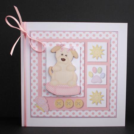 Large Square Sketch Card - Puppy Dog Pink by Marion Kimberley-Scott