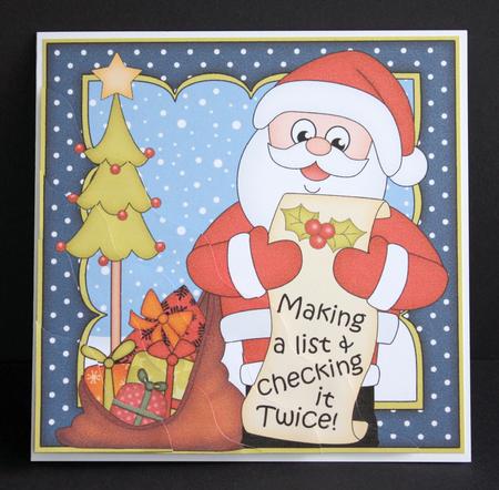 Christmas Santa's Checking His List Wavy Corner Side Stacker by Marion Kimberley-Scott
