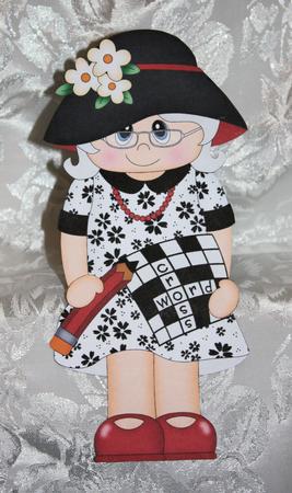 3D on the Shelf Card Kit - Gossip Galz - Crossword Cora by Marion Kimberley-Scott