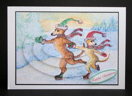 Greyhounds Ice Skating Oval Pyramage by Marion Kimberley-Scott