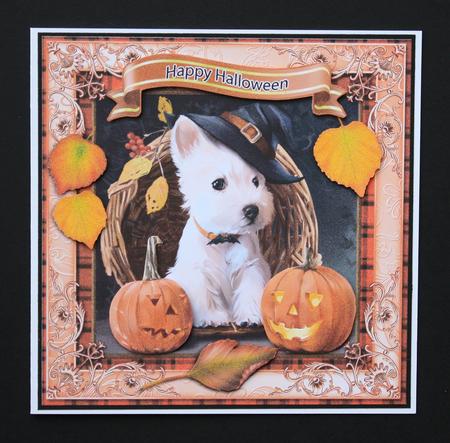 Happy Halloween Puppy 8x8 Cf by Marion Kimberley-Scott