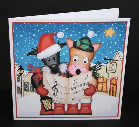 Singing Dog & Horse Merry Carollers Circle Pyramage Topper by Marion Kimberley-Scott